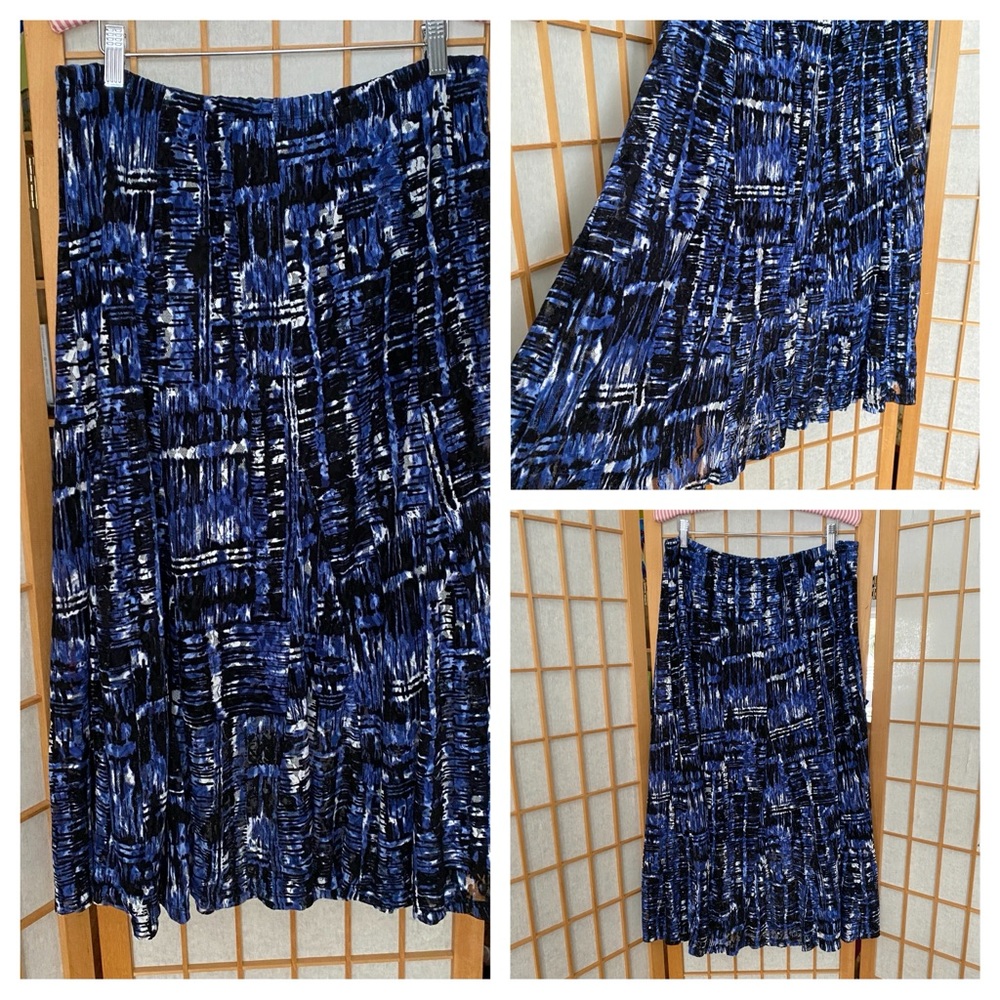 JM Collection Nylon Lace Print Maxi Stretch Skirt SZ L